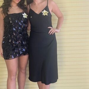 Black Satin Midi Dress